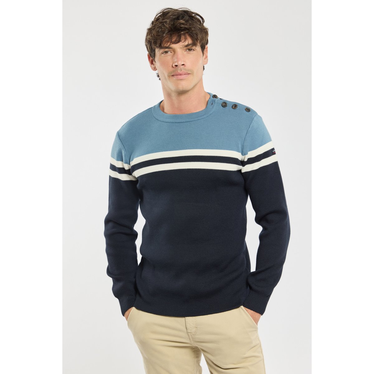 Pull rayé - laine marine deep/ bleufin/ natu, ARMOR-LUX