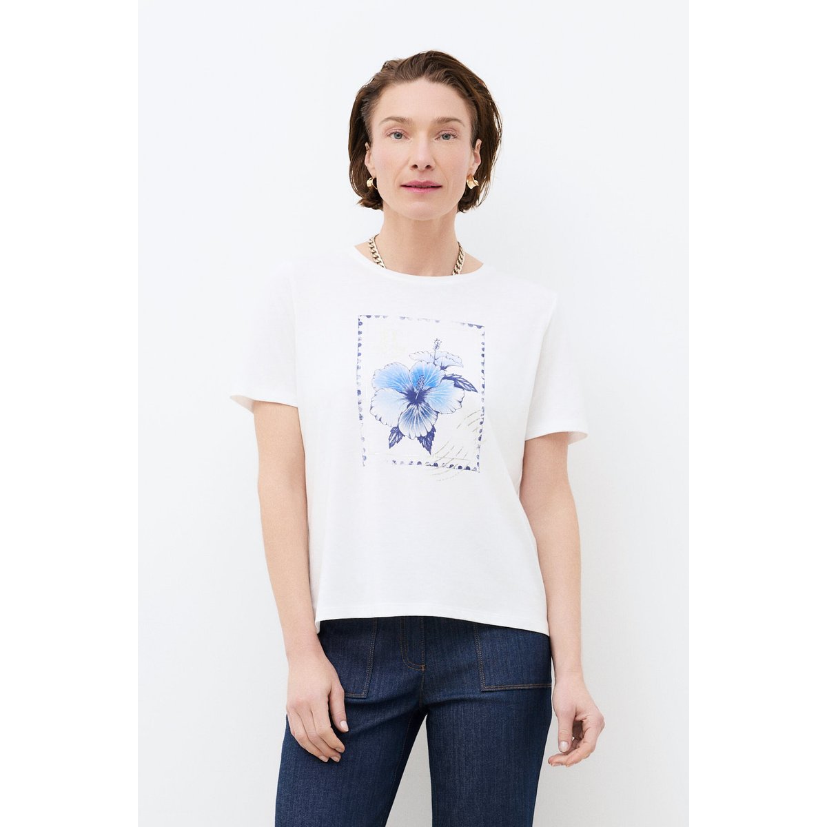 T-shirt droit col rond TIM-STAMP bleu marine, CAROLL