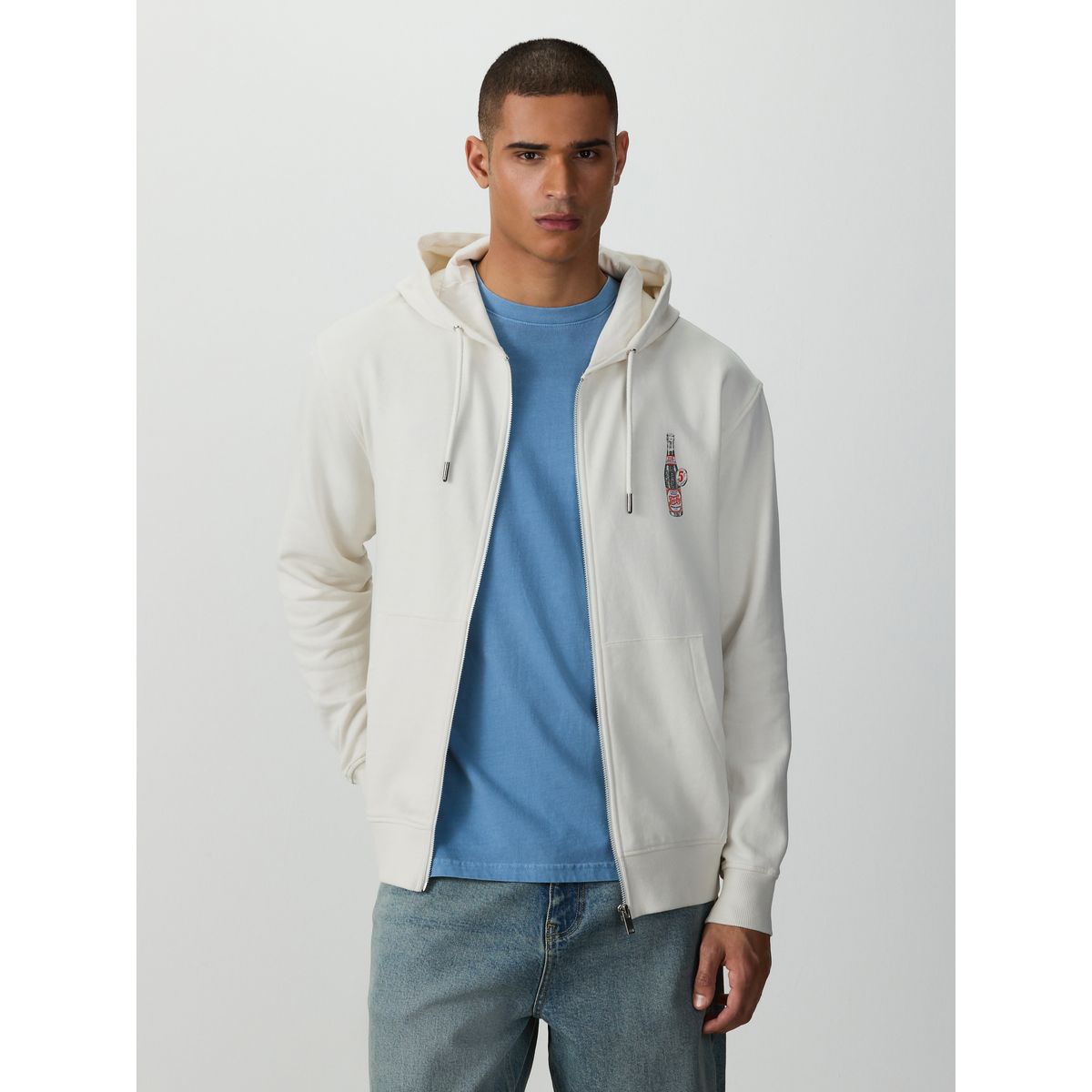 Sweat à capuche zippé motif pepsi blanc écru, NEXT