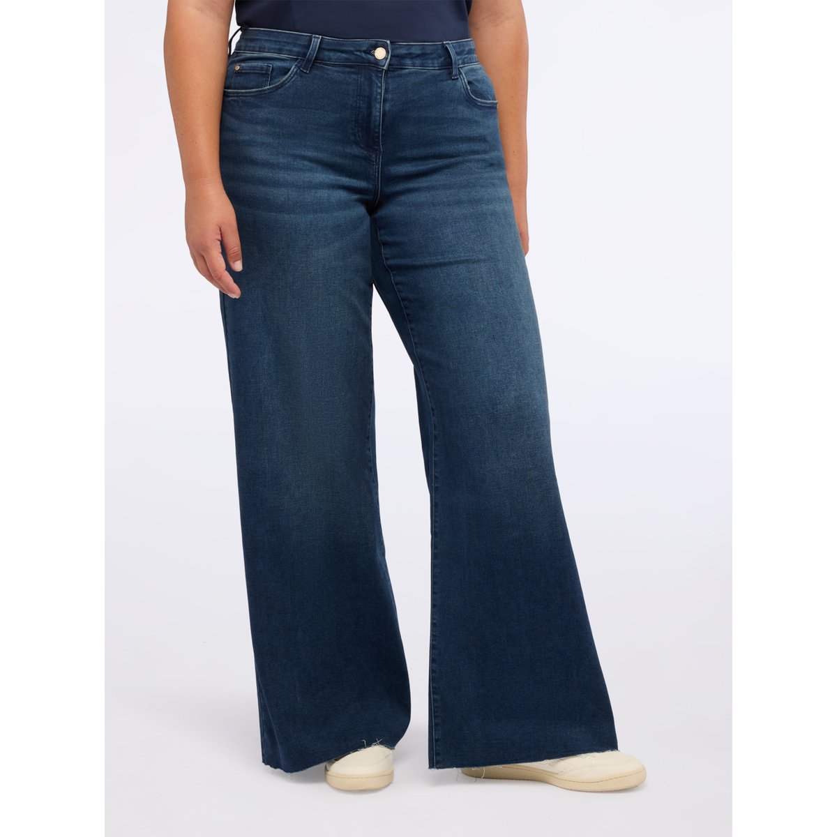 Jean à jambes larges, lavage bleu bleu, FIORELLA RUBINO