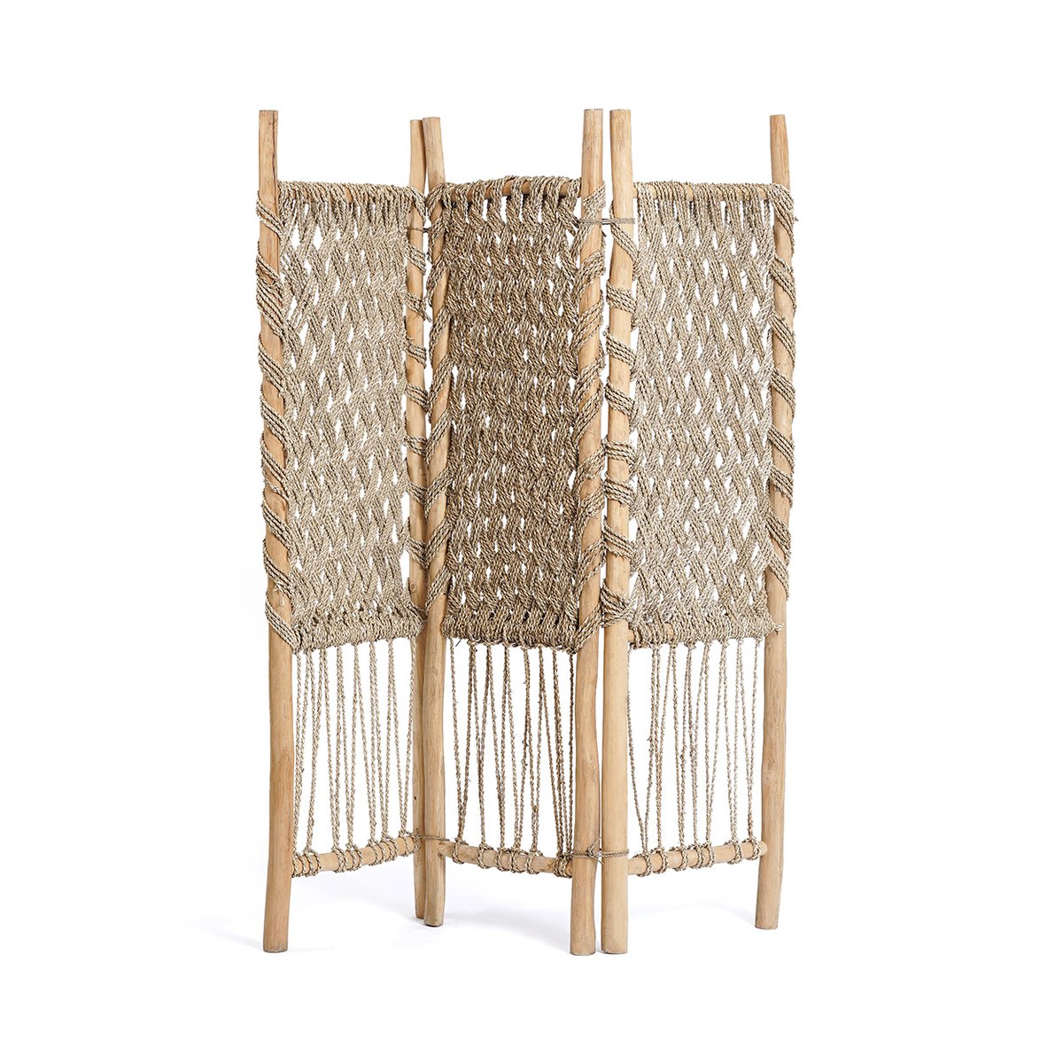 Paravent en teck et herbe de mer DIVIDER beige, BAZAR BIZAR