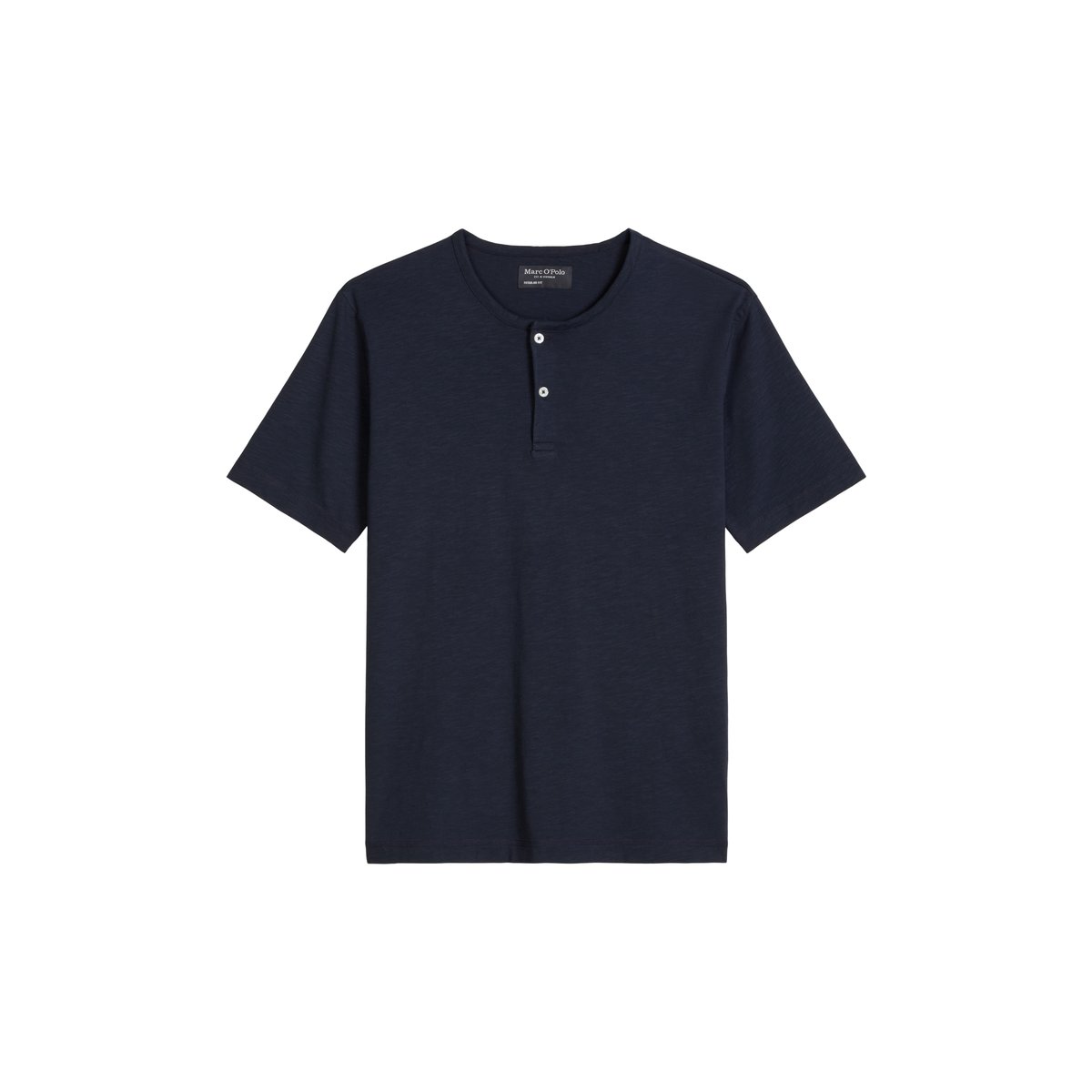T-shirt DfC Henley regular en jersey slub doux bleu foncé, MARC O'POLO