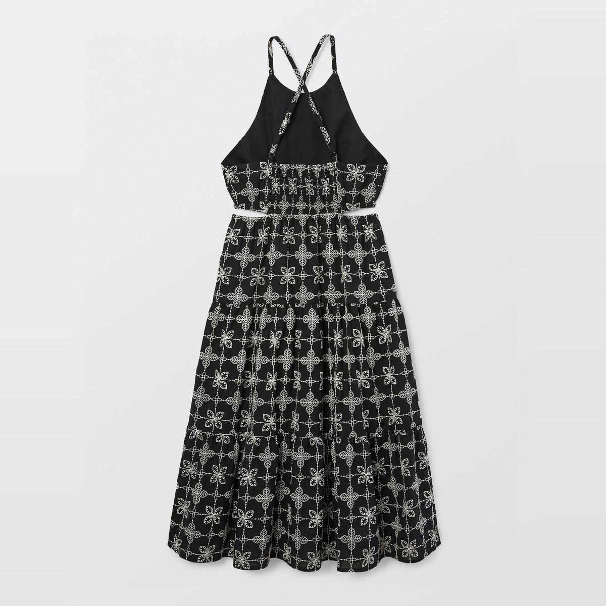 Robe longue unie à bretelles avec découpes à la taille noir, MONOPRIX