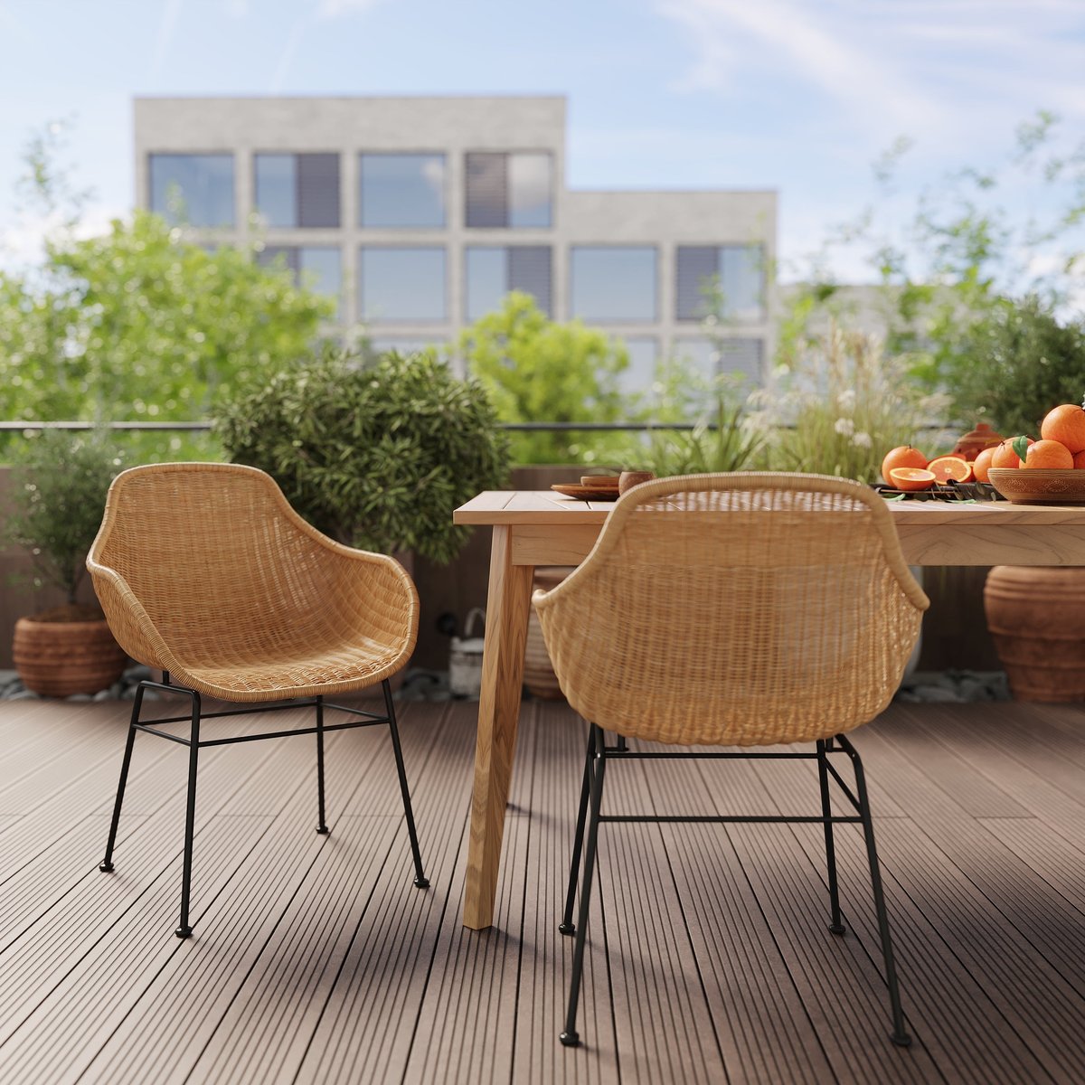 Lot de 2 chaises en résine - CARMELA beige, MAISON PAVANE