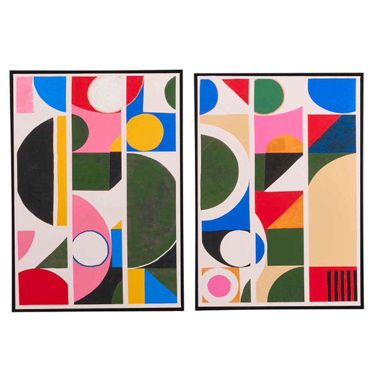 Set de 2 cadres décoratifs abstraits 50x70cm multicolore, WADIGA