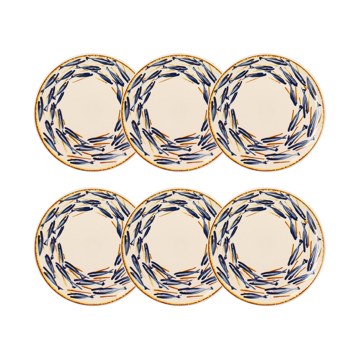 Lot de 6 assiettes à dessert en grès, MARIUS multicolore, NOVASTYL