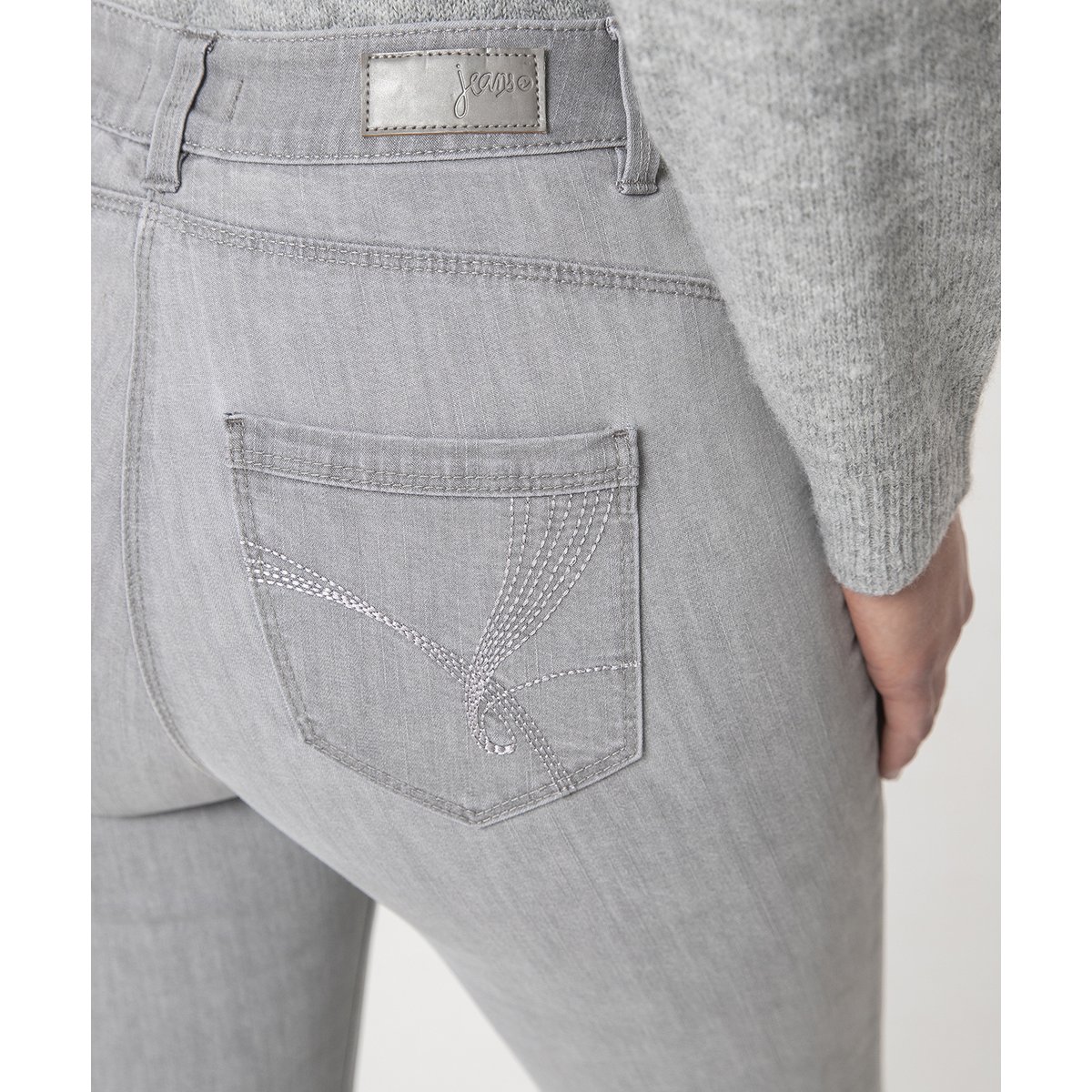 Jean taille haute Perfect Fit - Petite gris clair, DAMART