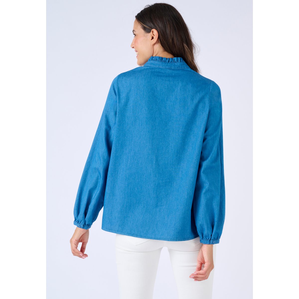 Chemisier en denim brodé bleu denim moyen, DAMART