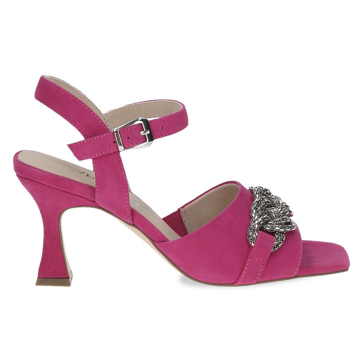 Sandale à talon en cuir violet fauve combiné, CAPRICE