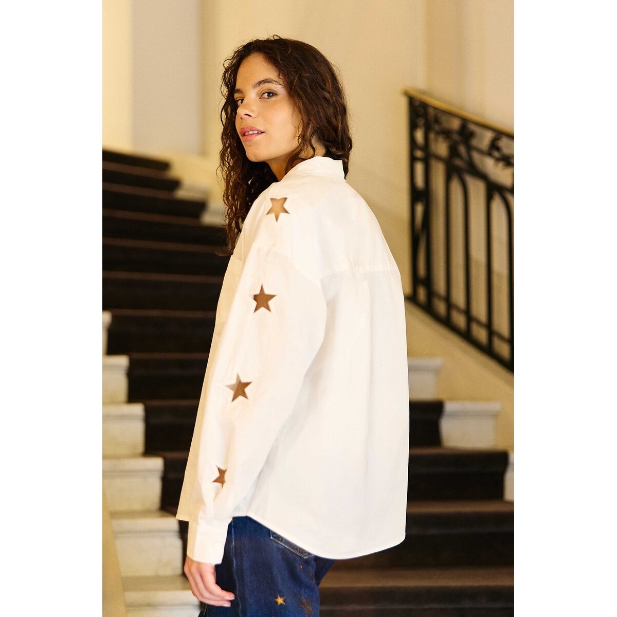 Chemise manches longues à étoiles ajourées, CHELSY ecru, LA PETITE ETOILE
