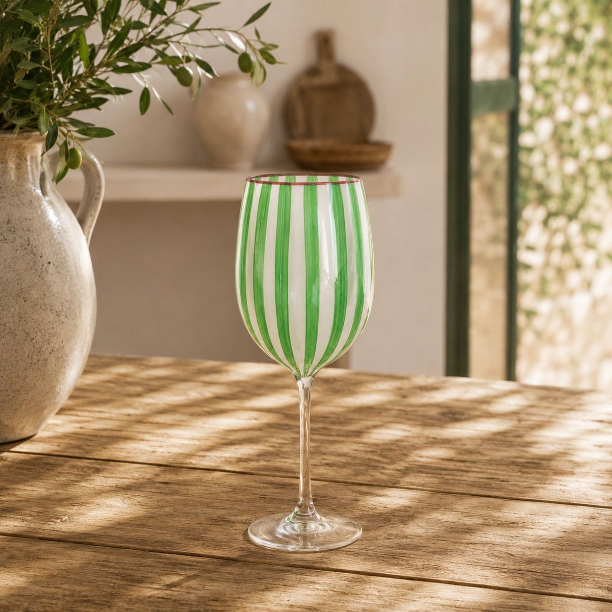 Lot de 3 verres à pied 43.5cl en verre, CIRCUS vert, NOVASTYL