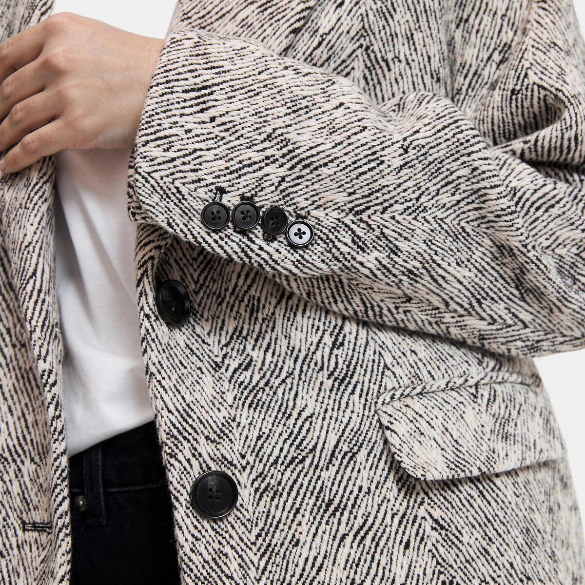 Zebra Print Jacquard Oversize Blazer black zebra print, LA REDOUTE COLLECTIONS