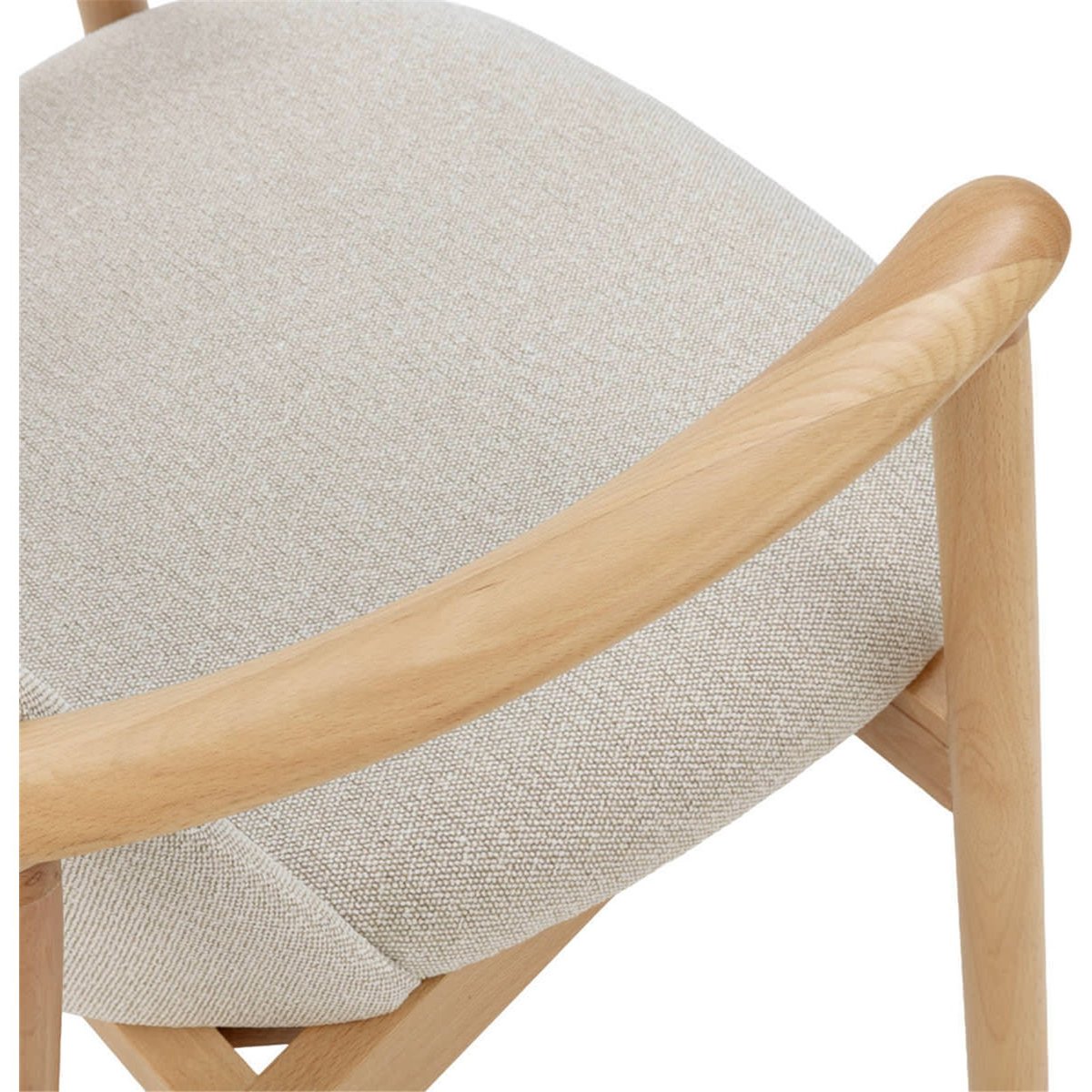 Fauteuil scandinave en hêtre et tissu naturel et gris, RECOLLECTION