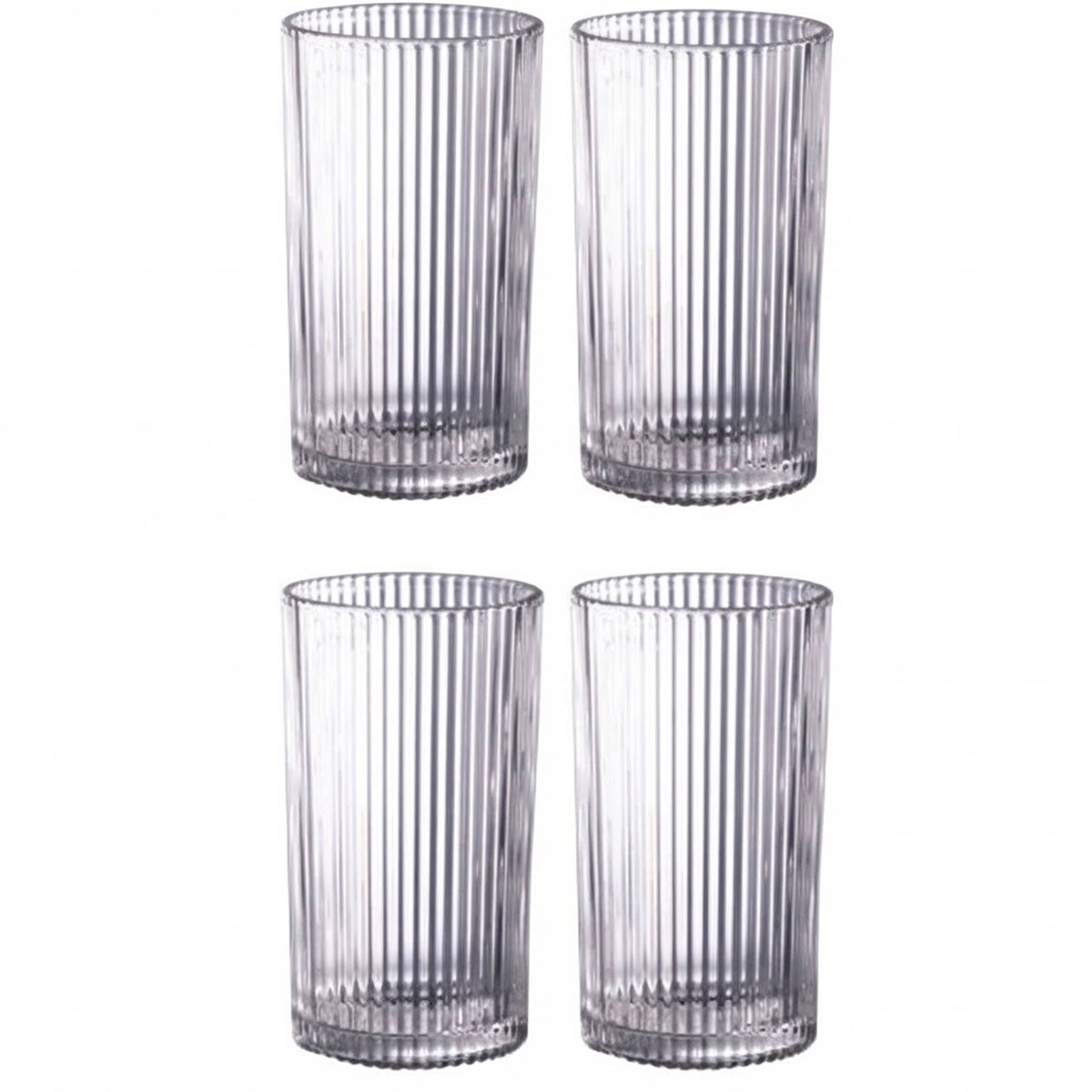 Set de 4 gobelets à eau en verre strié 40cl transparent, WADIGA