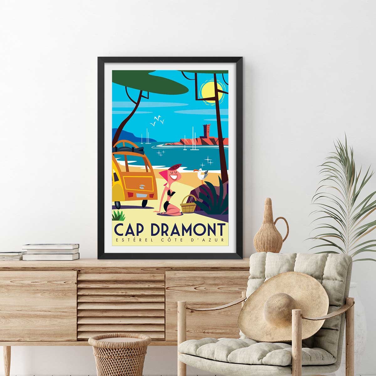 Poster de cap dramont affiche + cadre en bois - noir, HEXOA