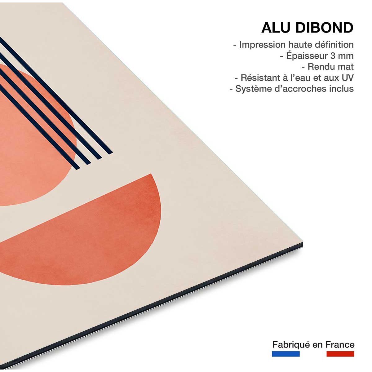 Tableau dessin Bauhaus abstrait tableau alu dibond, HEXOA