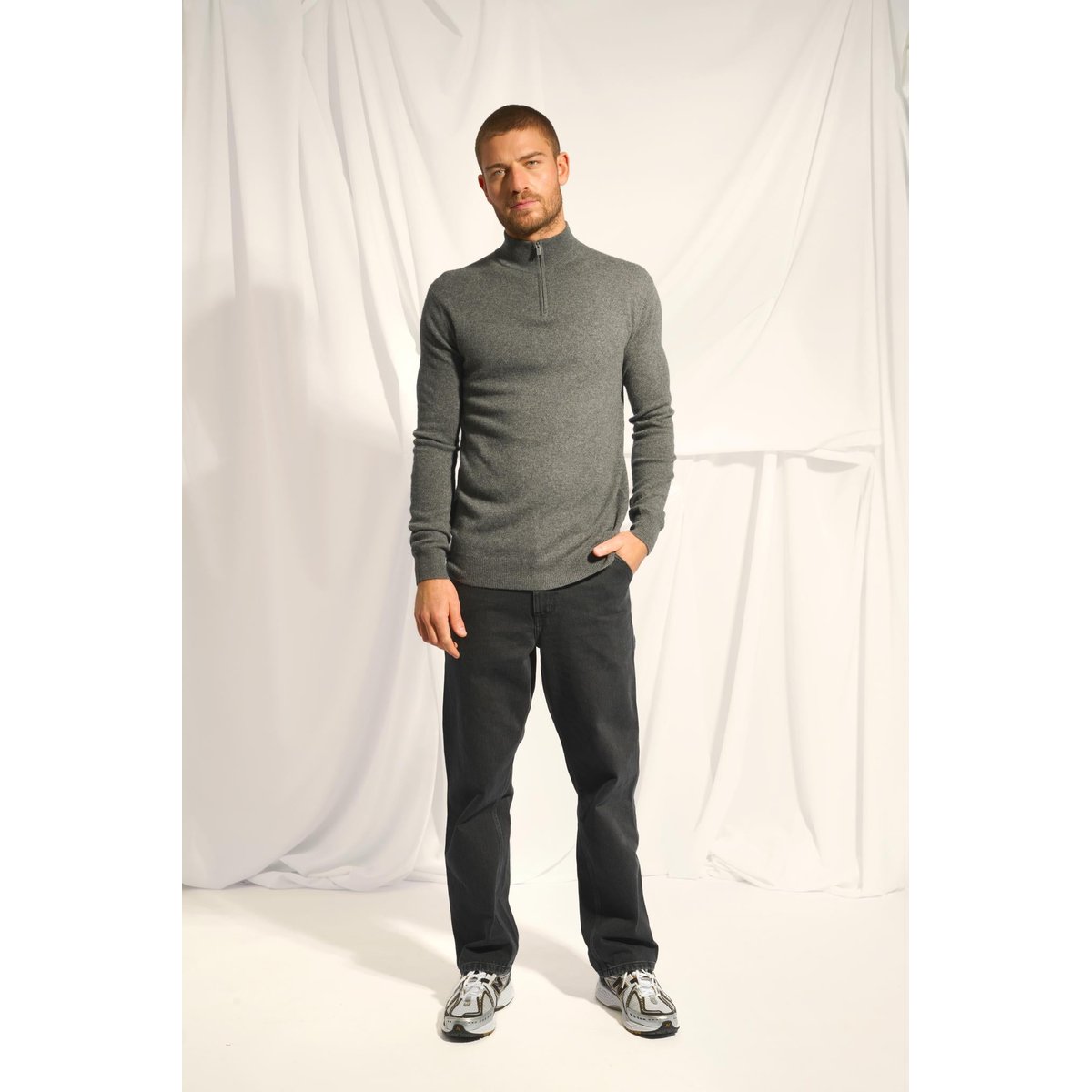 Pull Camionneur Anthracite Chiné Bradley gris anthracite chiné, JUST CASHMERE