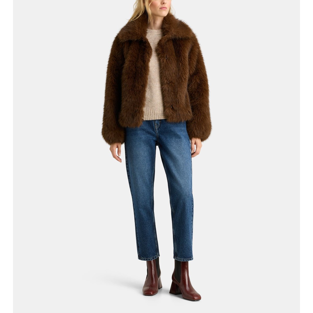 Manteau court fox fur marron foncé, GALERIES LAFAYETTE