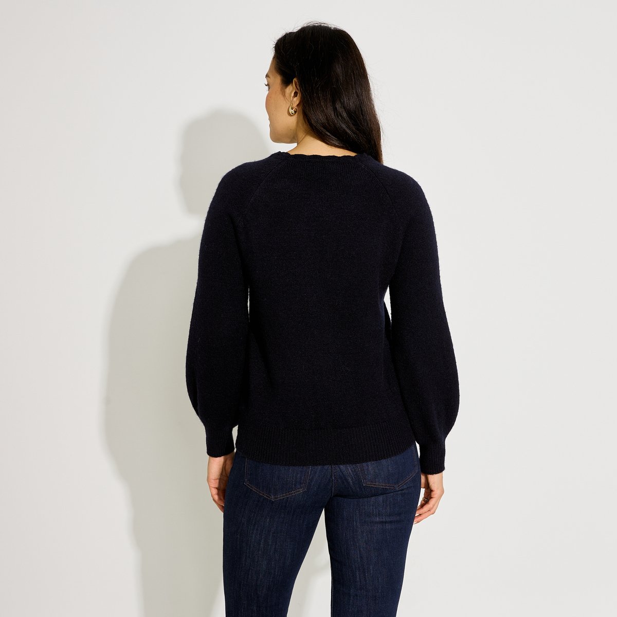 Pull en maille col rond chien bleu marine, GRAIN DE MALICE