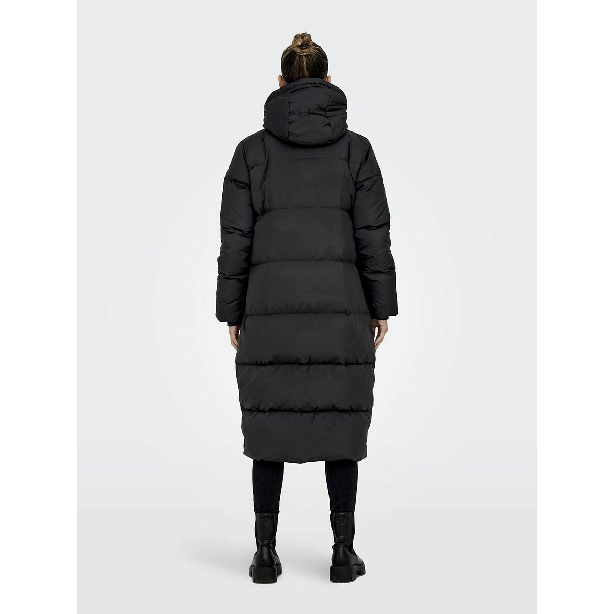 Long Hooded Padded Jacket black, ONLY