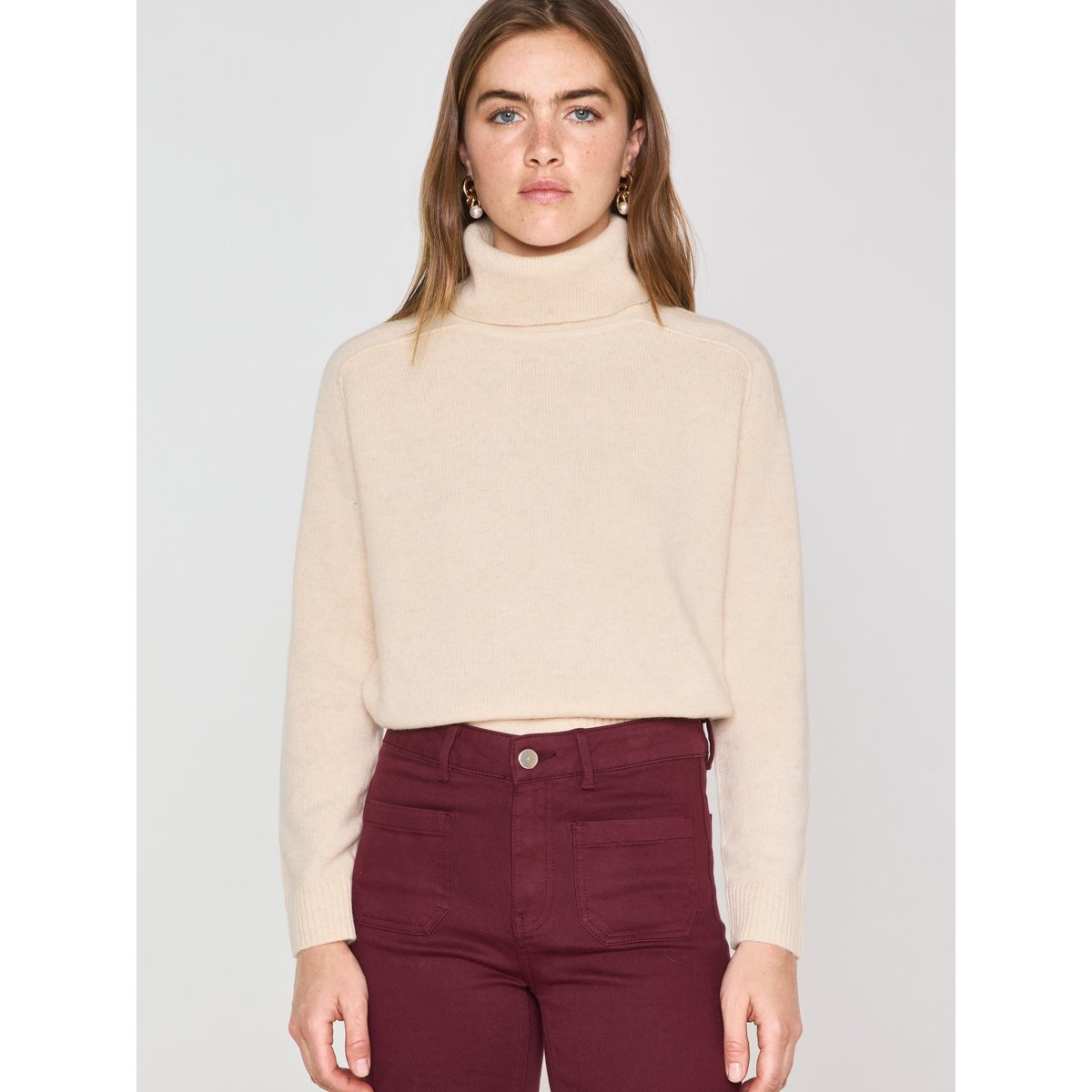 Pull col roulé en 100% laine CELESTIN beige, Maison 123