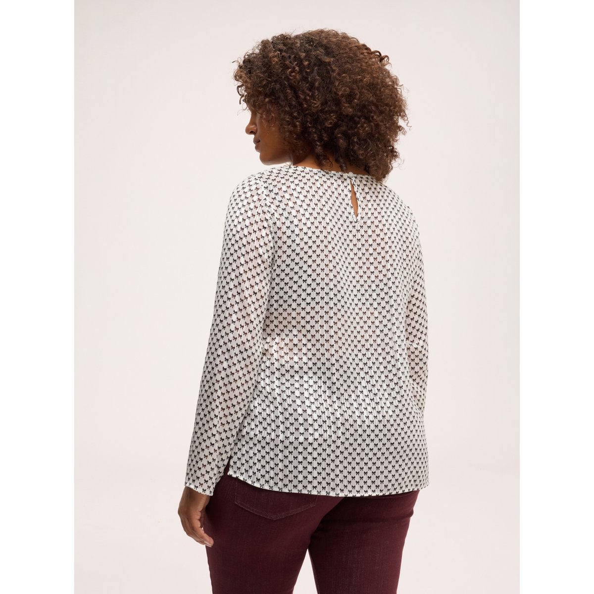 Blouse avec imprimé et volant blanc, FIORELLA RUBINO