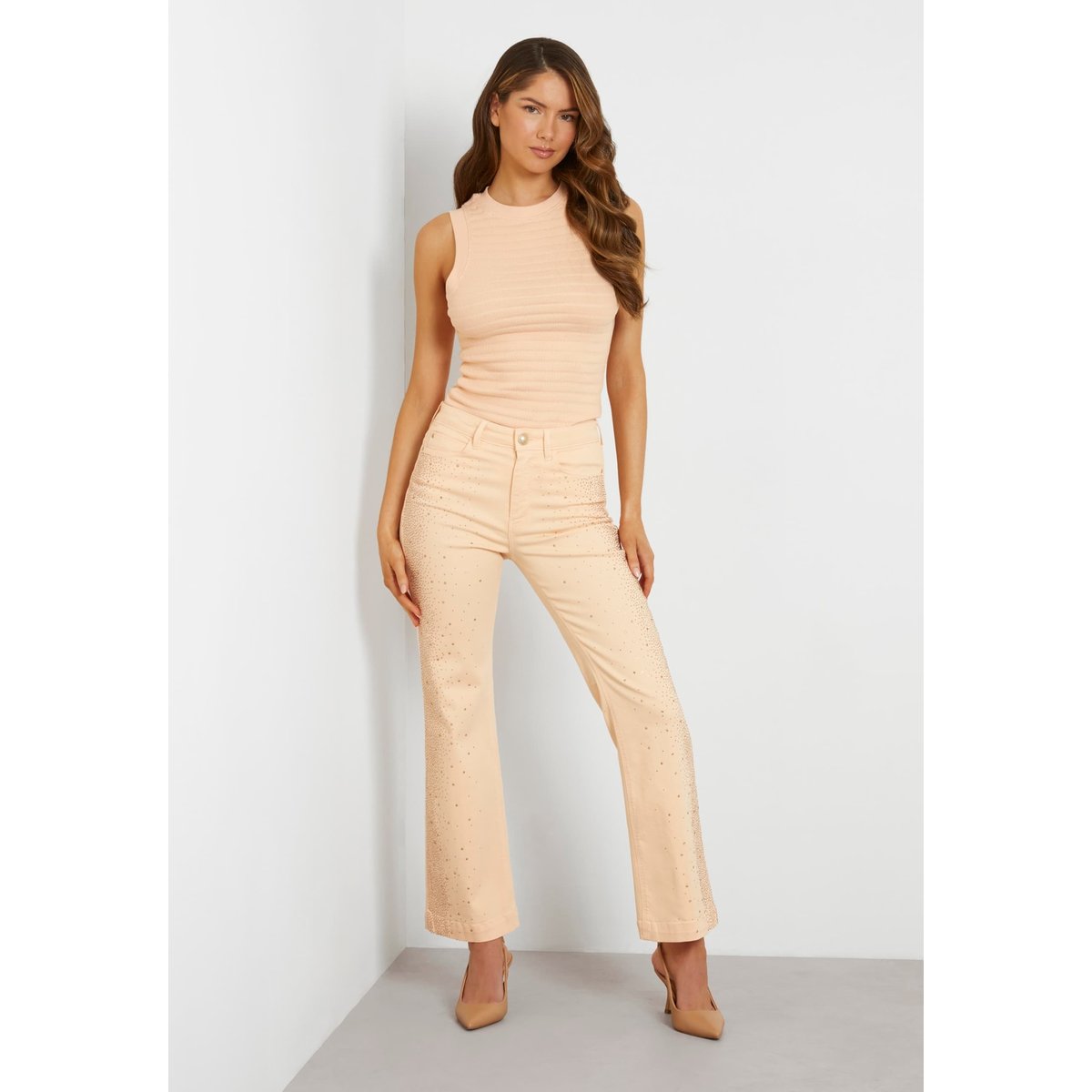 Jean Évasé Taille Haute orange, GUESS