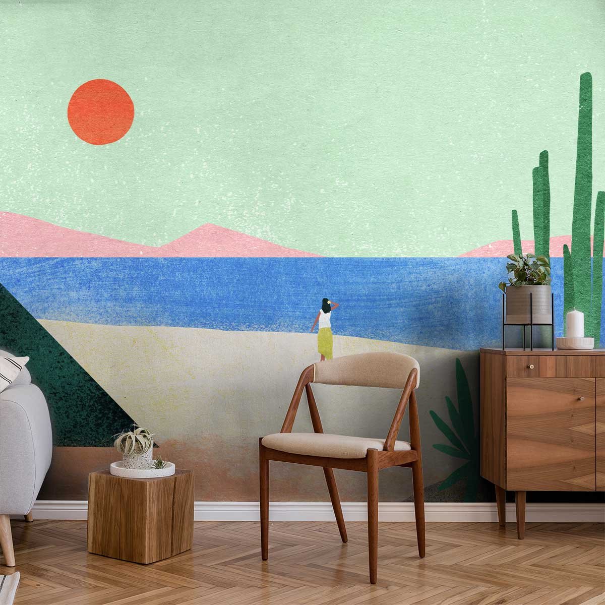 Papier peint esprit vahiné intissé, HEXOA