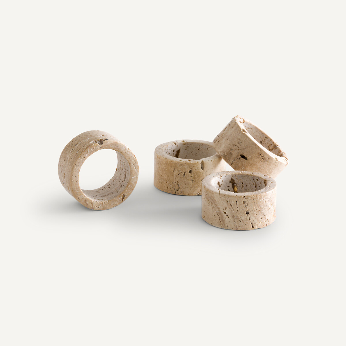 Lot de 4 ronds de serviette en travertin, Trevi beige, AM.PM