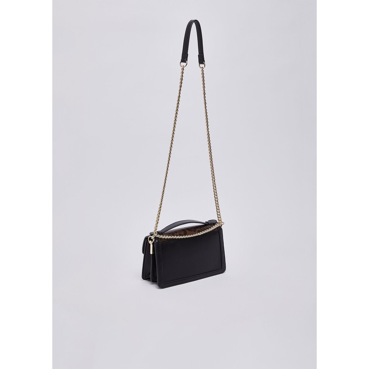 Sac bandoulière format petit animalier noir animalier, LIU JO