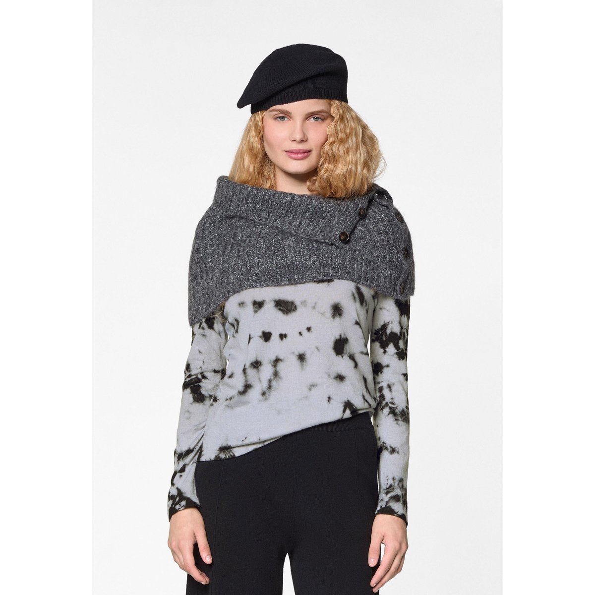 Col en grosse maille gris chiné, RODIER
