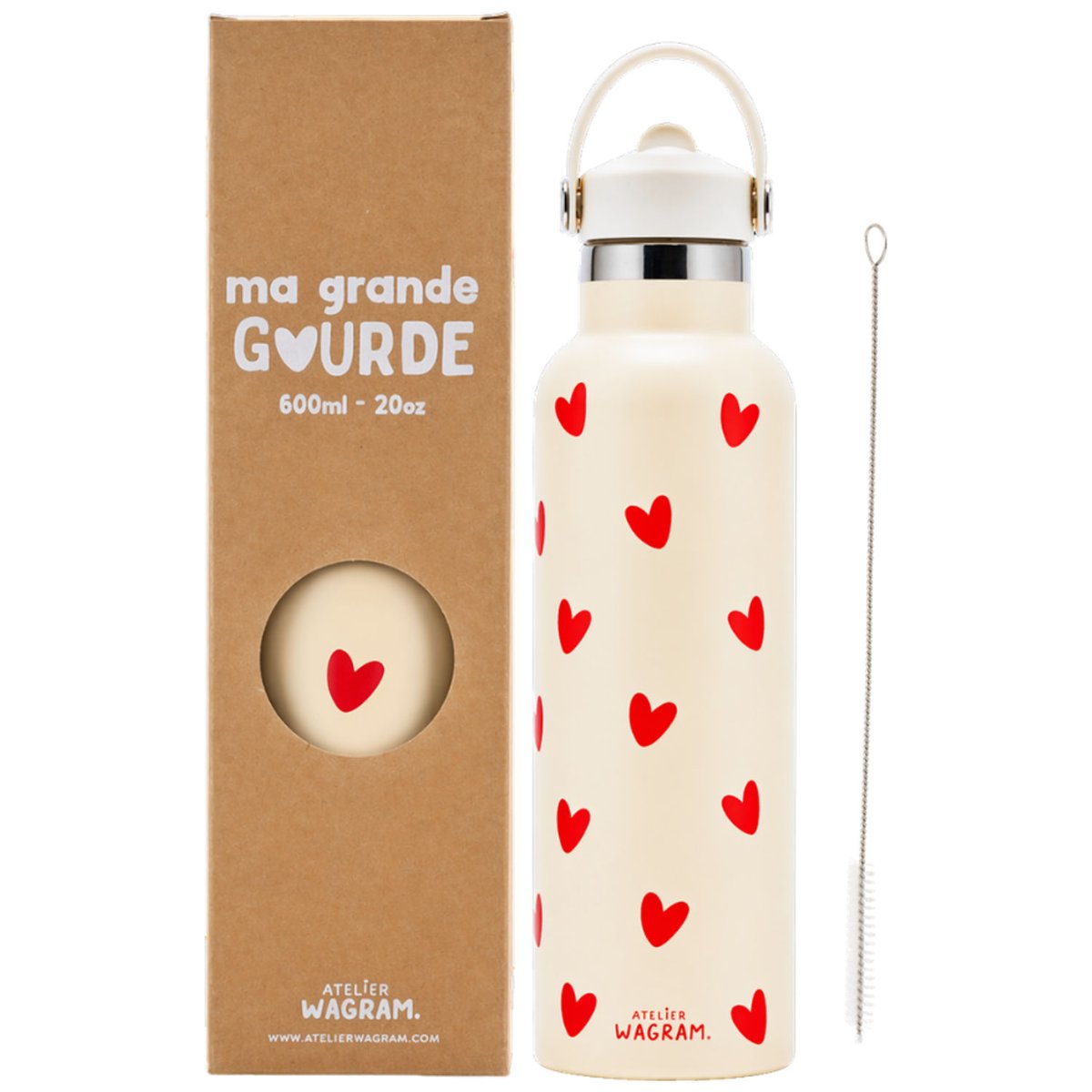 Gourde isotherme ecru, rouge, ATELIER WAGRAM