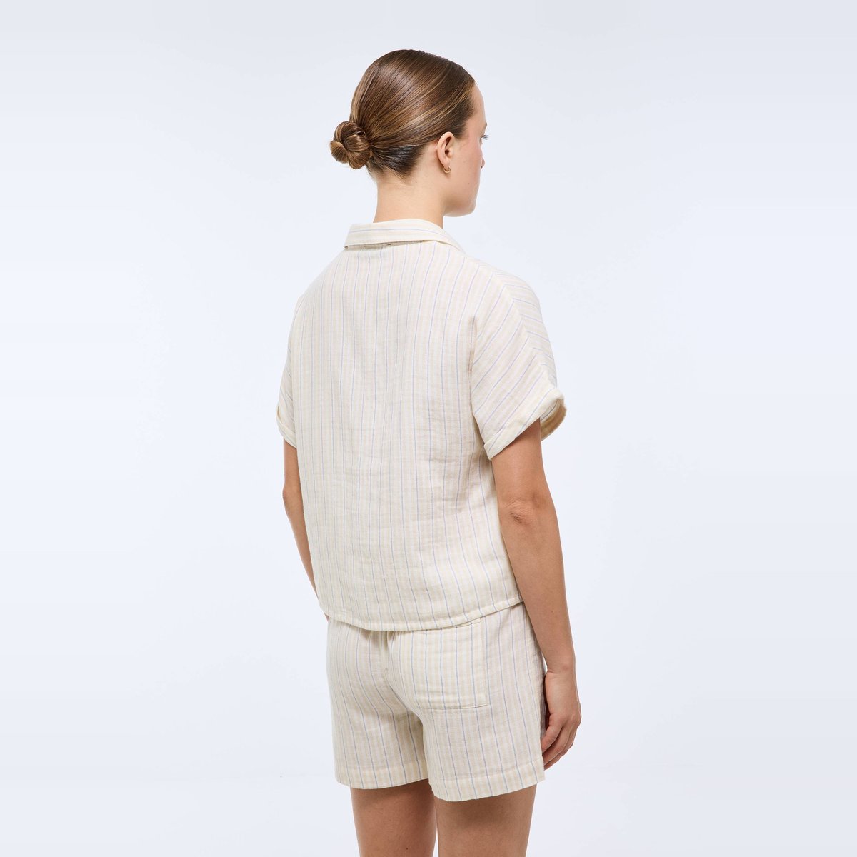 Pyjashort rayé en coton beurre, MONOPRIX