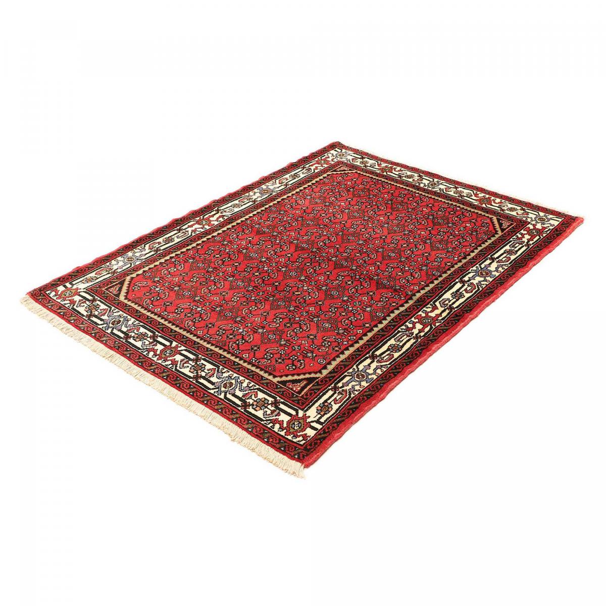 Tapis d'orient au motif oriental, noué main en laine, HAMADAN 21 rouge, crème, noir, UN AMOUR DE TAPIS
