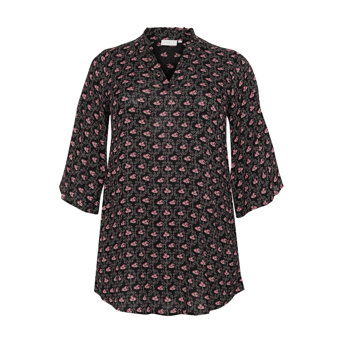 Tunic noir/rosa floral, KAFFE CURVE