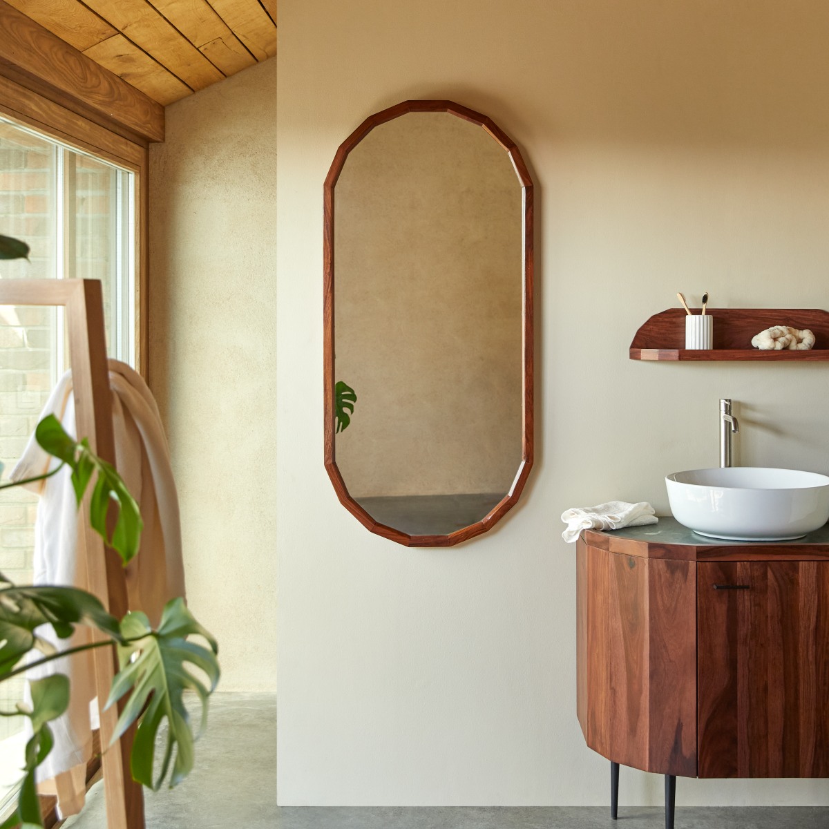 Miroir en Palissandre massif, JADE marron, TIKAMOON