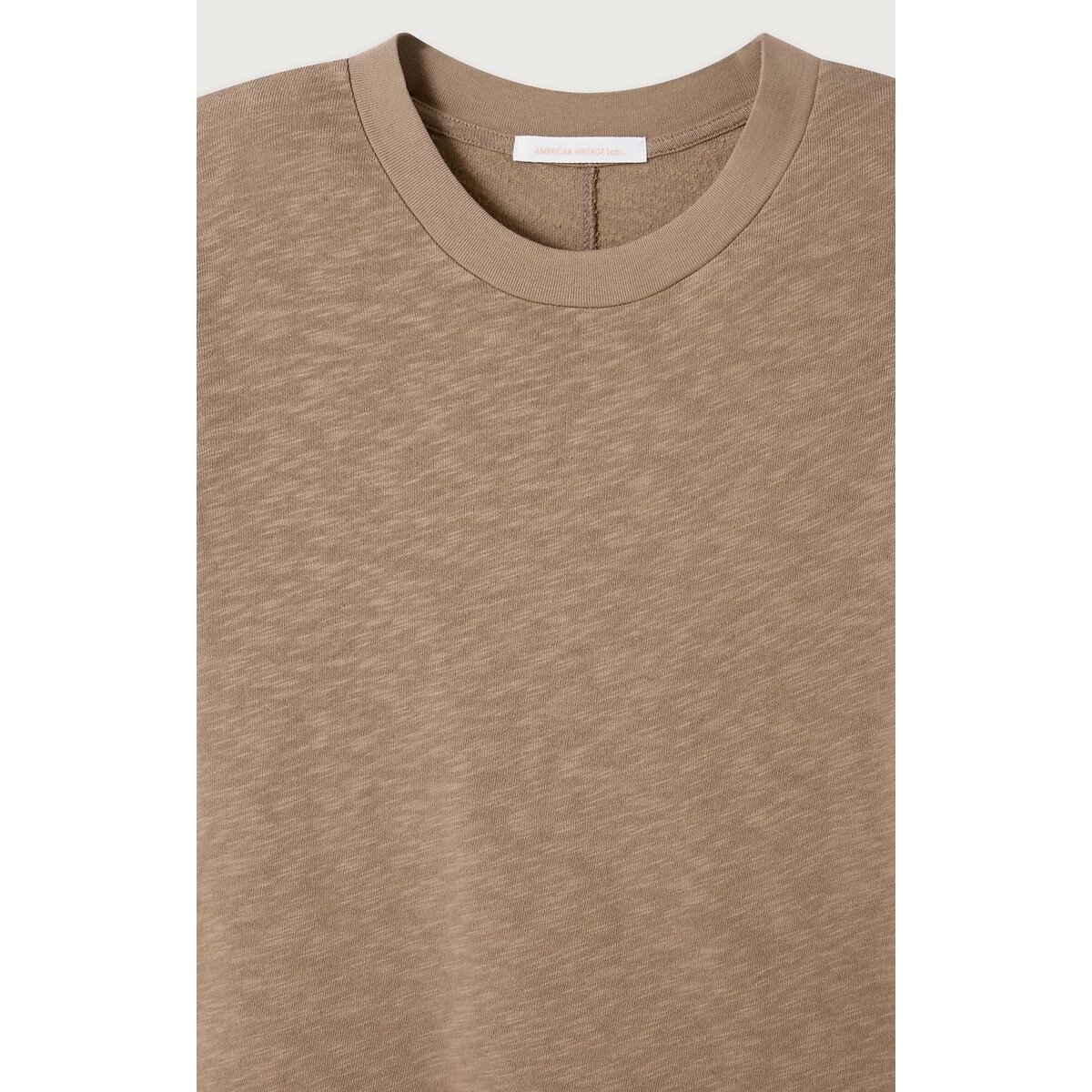 Sonoma Crew Neck T-Shirt with Short Sleeves taupe, AMERICAN VINTAGE