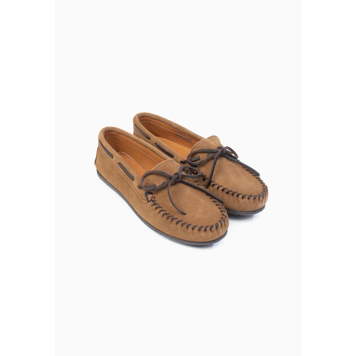 Mocassins en cuir suede CLASSIC MOC marron clair, MINNETONKA