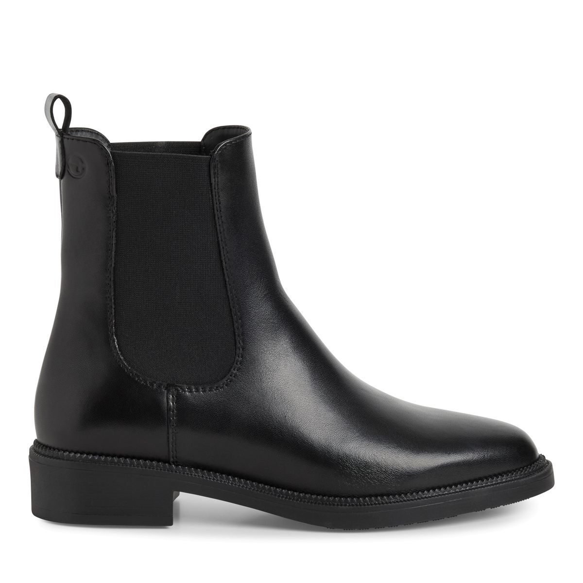 Bottine Chelsea en cuir noir, TAMARIS