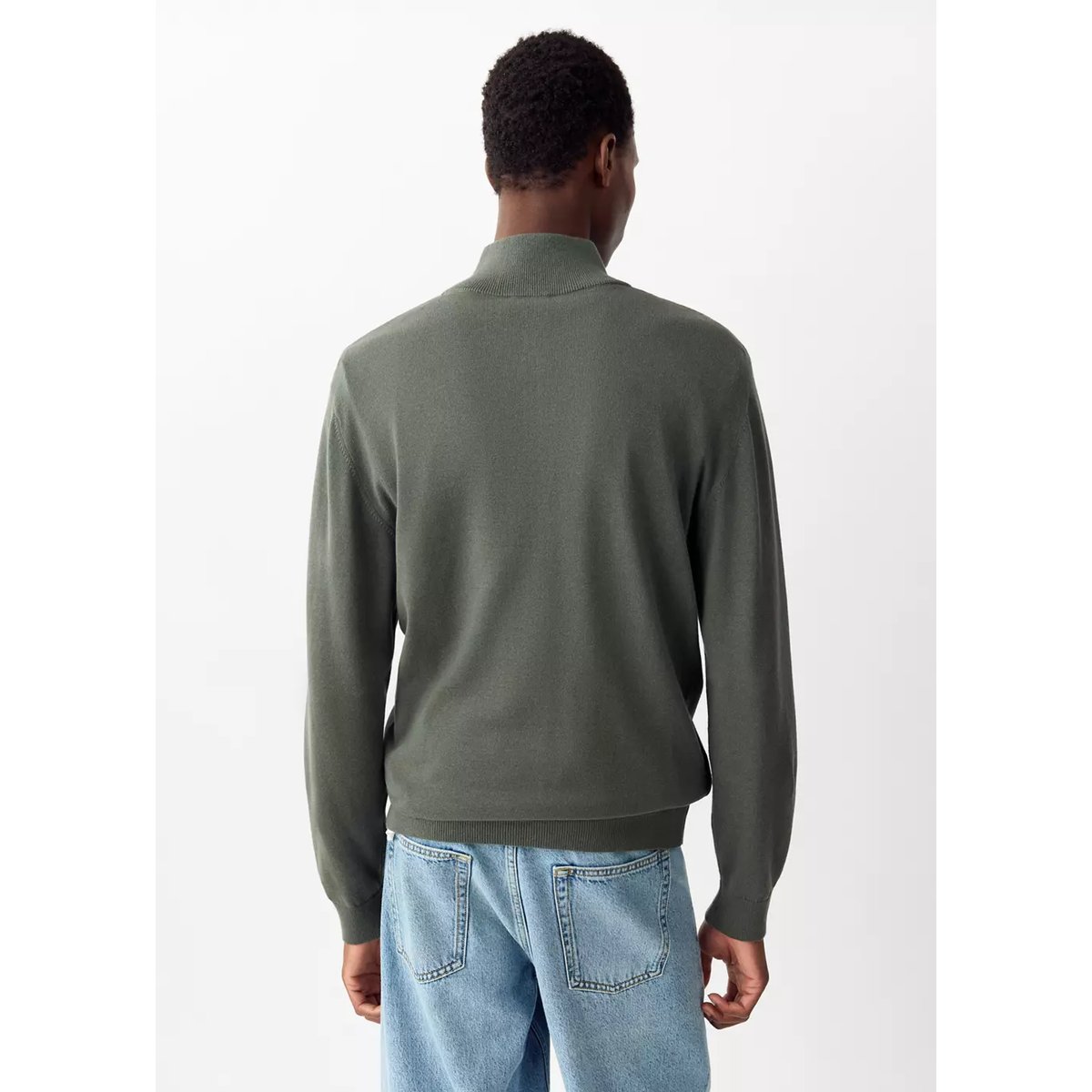 Pull-over col roulé fermeture Éclair vert forêt, MANGO TEEN