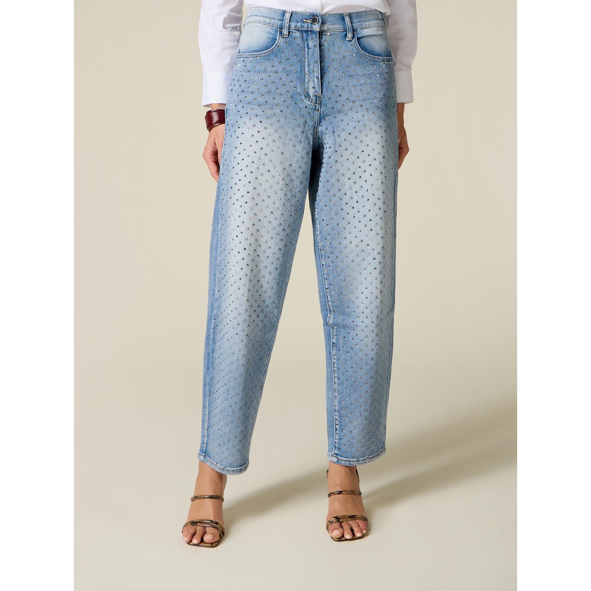 Jean barrel avec cristaux devant light - blue, OLTRE