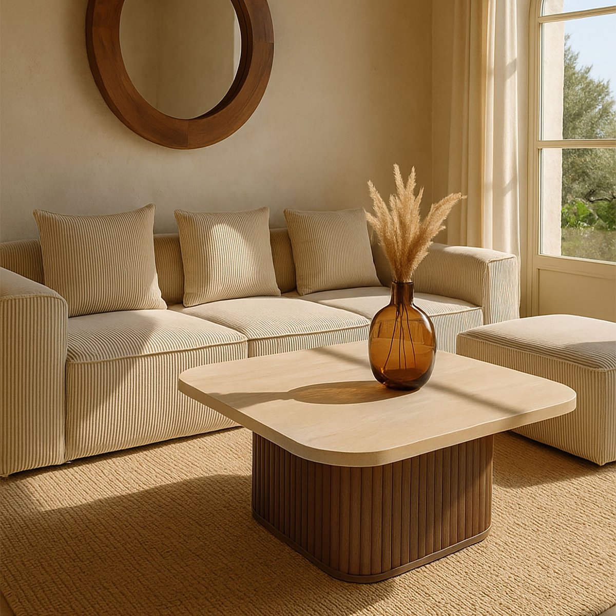 Table basse effet travertin, ESTHER naturel, NOW'S HOME