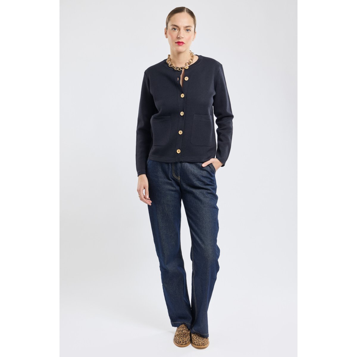 Cardigan en laine rich navy, ARMOR-LUX