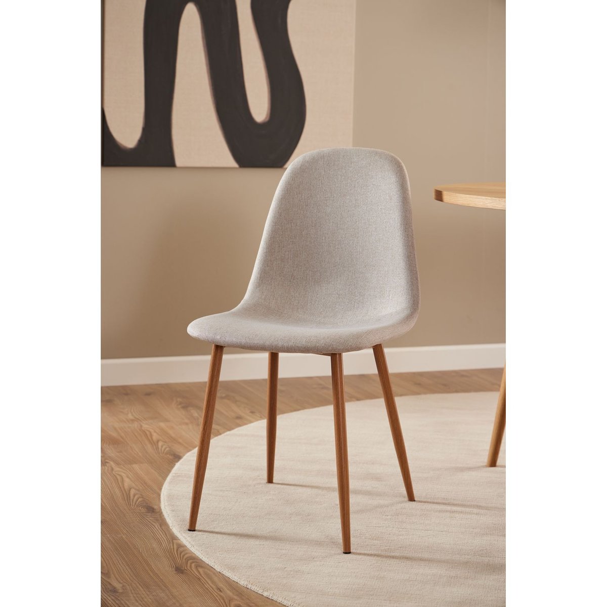 Lot de 4 chaises de salle à manger en tissu avec pieds en acier CLELIA beige, TOILINUX