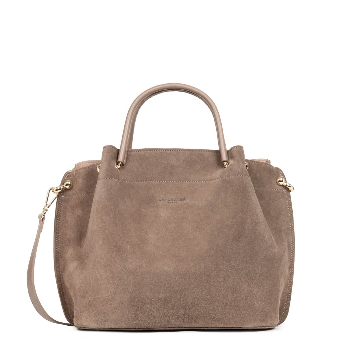 Grand sac à main, Made in France SUÈDE LOUISA taupe, LANCASTER