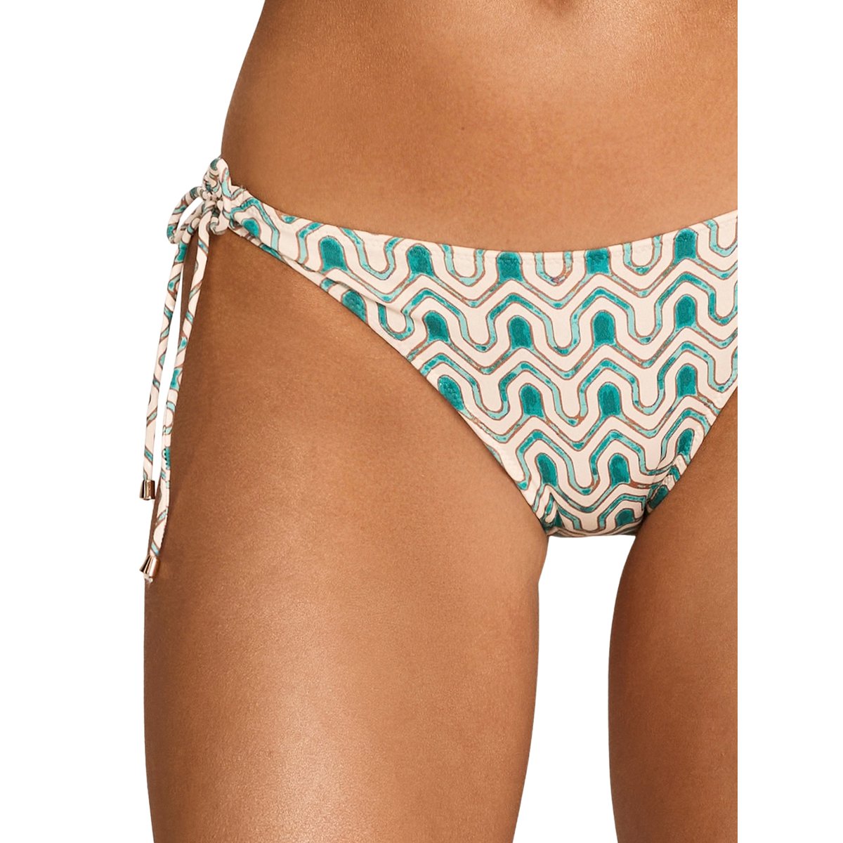 Bas maillot slip de bain taille basse à nouettes KALEIDO vert, SELMARK MARE