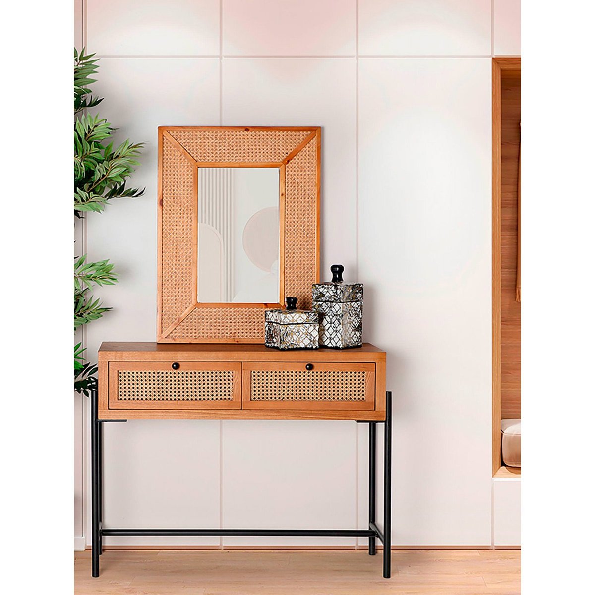 Miroir rectangulaire en rotin, ZETEL naturel, RECOLLECTION