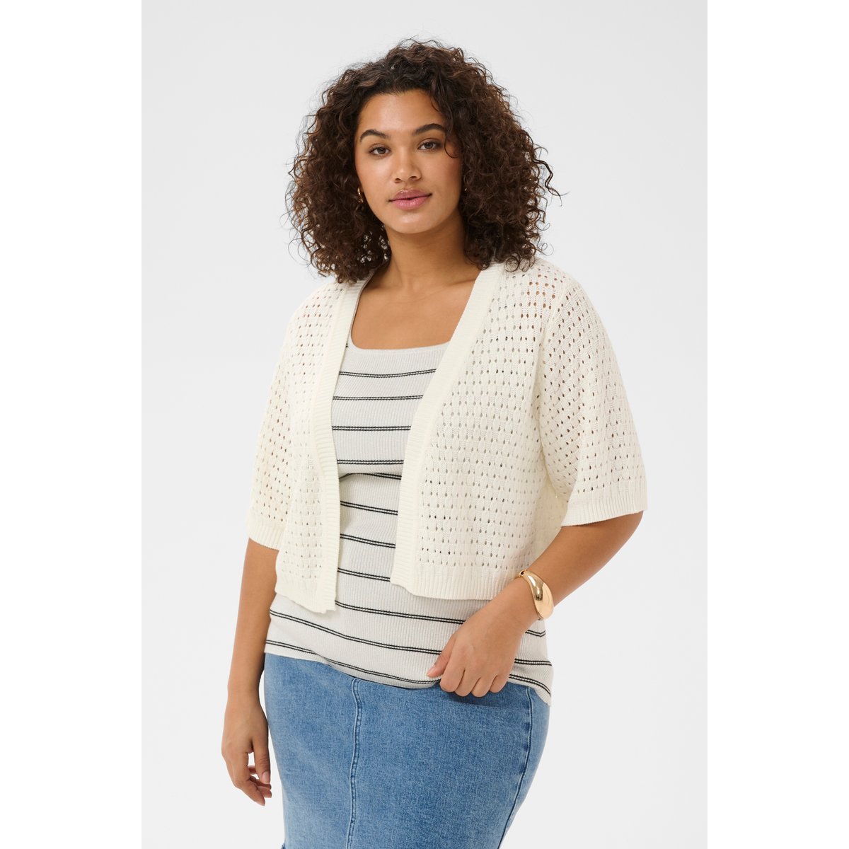 Cardigan à tricot blanc chalk, KAFFE CURVE