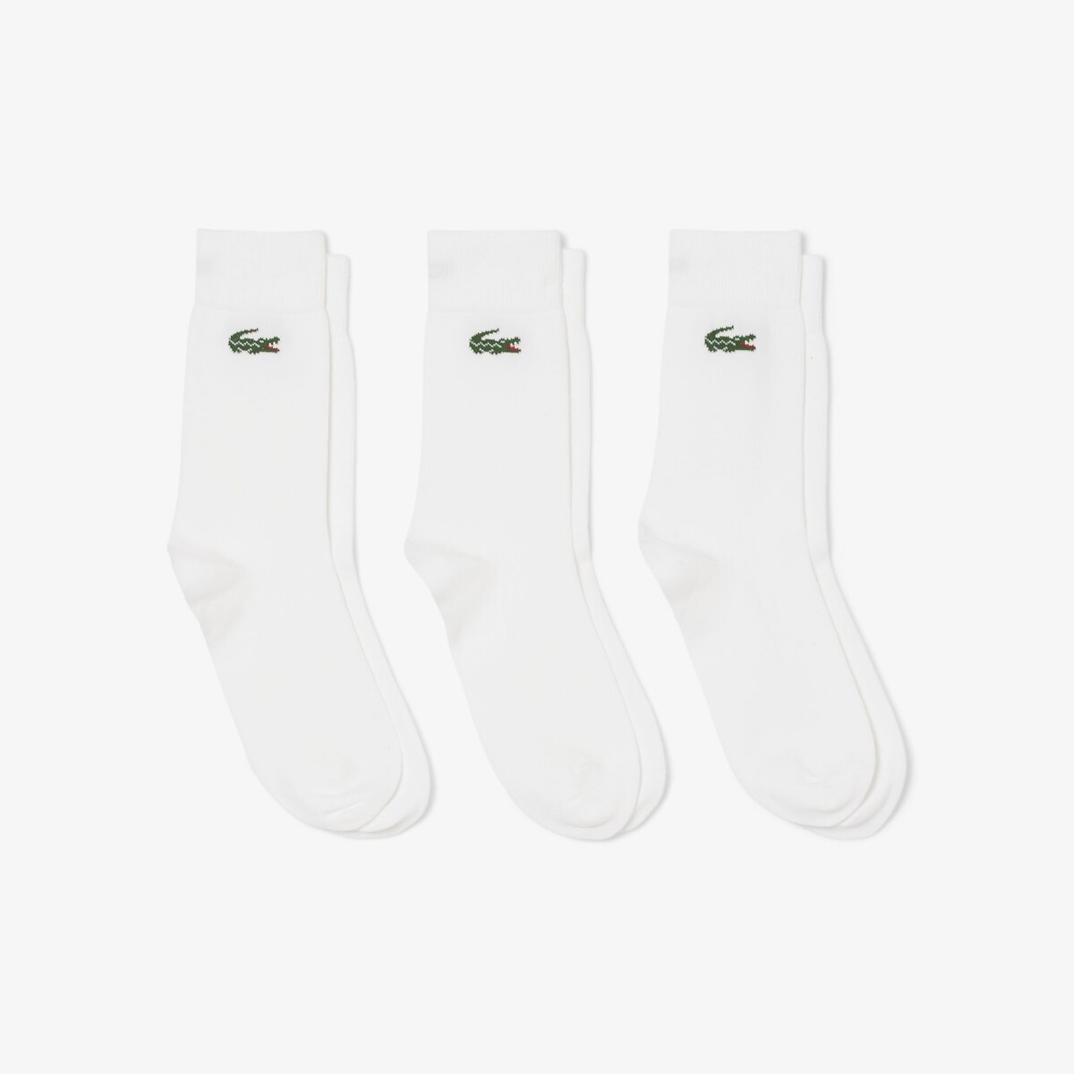 Lot de 3 paires de chaussettes hautes, en jersey blanc, LACOSTE