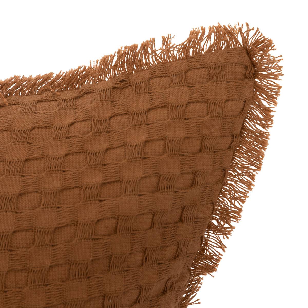 Coussin déhoussable à franges WIDDY terracotta, ATMOSPHERA